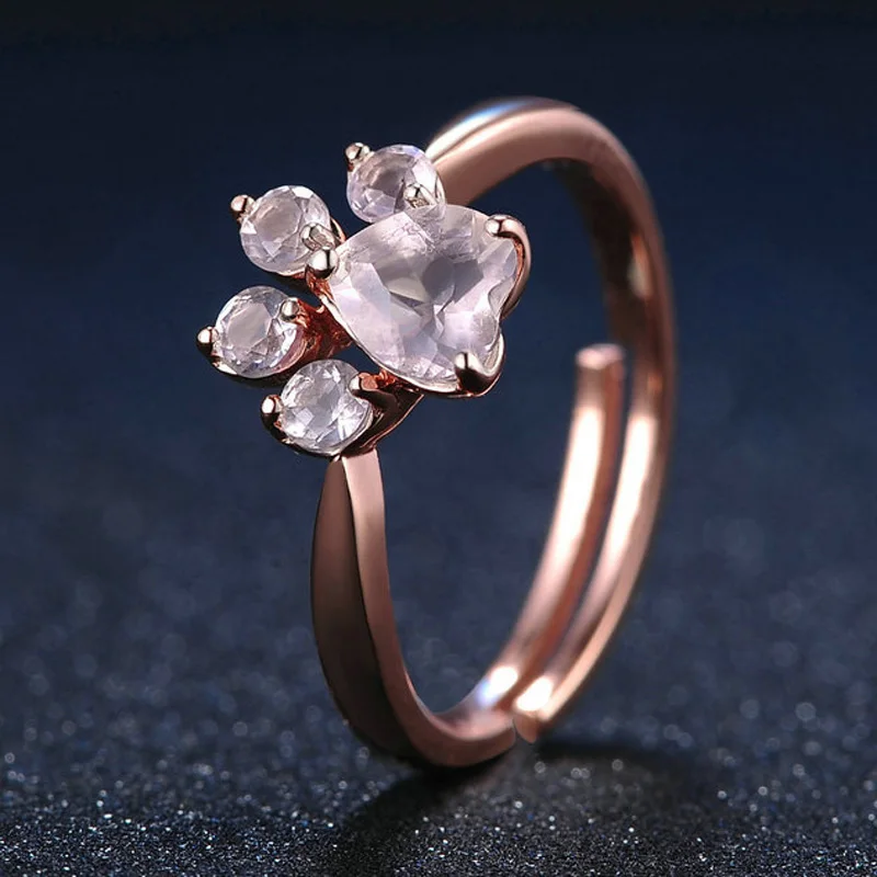 

GS Cute Bear Paw Cat Claw Opening Adjustable Wedding Ring Animals Pokemon Rings For Women Stainless Steel To.Us Bear Jewelry G7