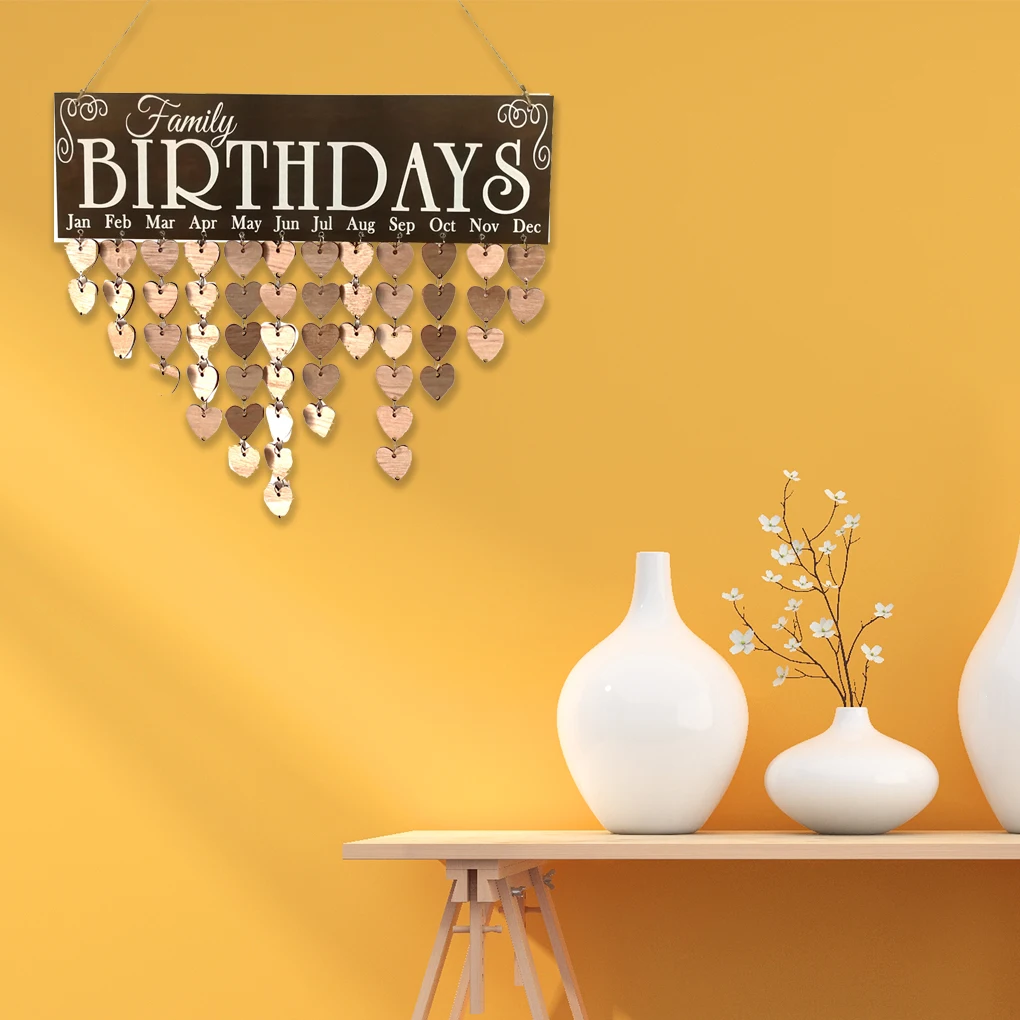 Семья день рождения слова Висячие DIY деревянный календарь Kalendar доска напоминаний доска домашний декор кулон красочные