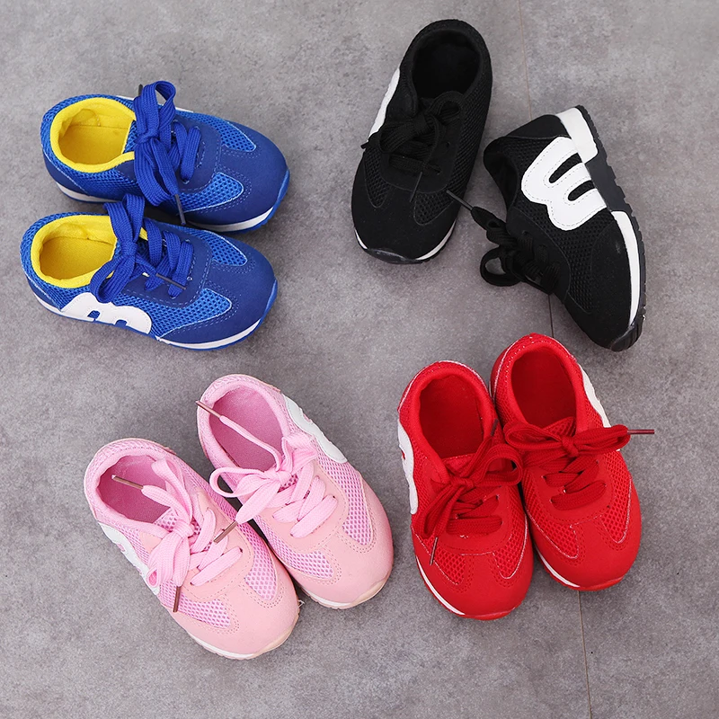 

Children casual shoes Boys and girls casual soft bottom Mesh Breathable Rubber sneakers Pink Black Red Blue