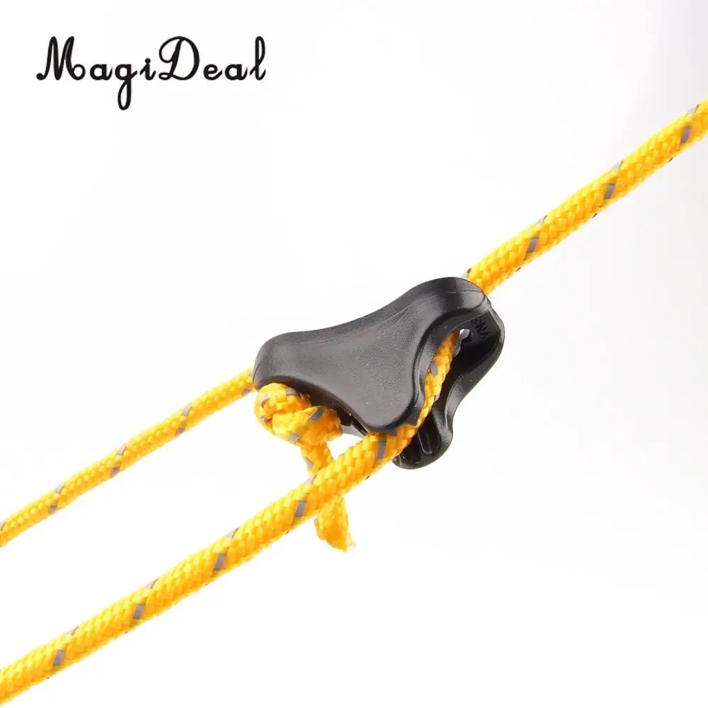 Outdoor 10Pcs Black Plastic Camping Tent Guyline Runners Cord Rope Tensioners S/L for Car Field Tents Sleeping Bags Backpacks