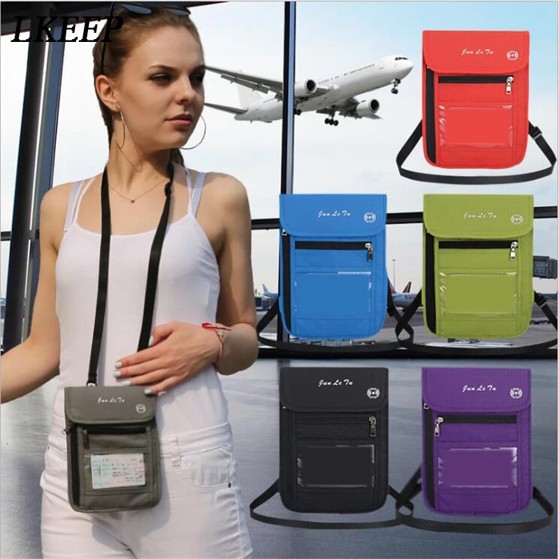 6 Color Travel Passport Neck Bag Multi function Package Protective Case