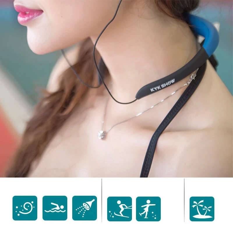 

Waterproof 8GB Sport MP3 Music Player Neckband Stereo Earphone Sweatproof Audio Headset with FM for Diving Swimming