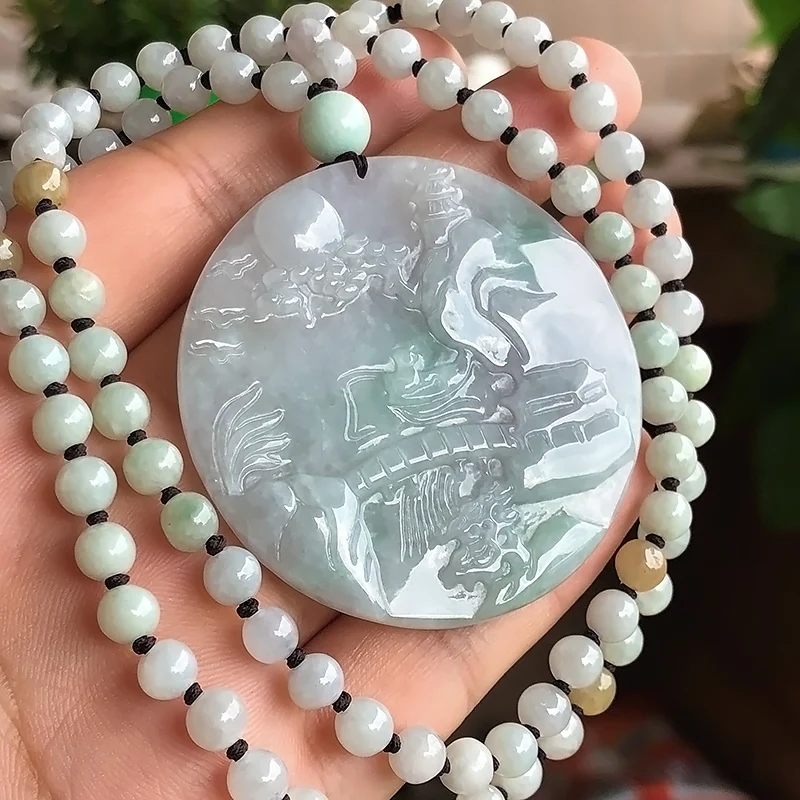 Natural A goods yu landscape pendant ice glutinous variety spring color round brand yu pei yu necklace for men and women's sweat цена Natural A goods yu landscape pendant ice glutinous variety spring color round brand yu pei yu necklace for men and women's sweat цены онлайн