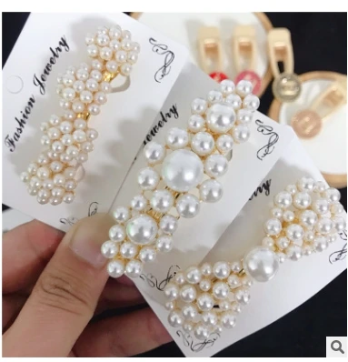 

Fashion Pearl Hair Clip for Women Elegant Korean Design Snap Barrette Stick Hairpin Hair Styling Accessories