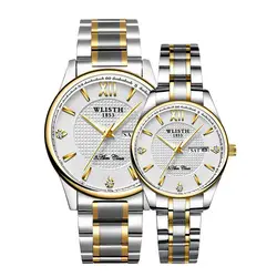 Парный комплект наручных часов Высокое качество Топ Марка wlisth бизнес часы для мужчин час для женщин часы двойной календари женские часы
