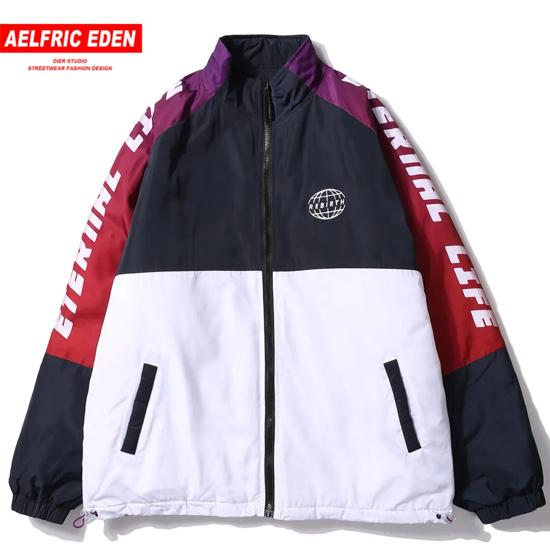 

Aelfric Eden Men Windbreaker Color Block Harajuku Parka Jackets 2018 Winter Hip Hop Warm Vintage Casual Outwear Streetwear KJ144