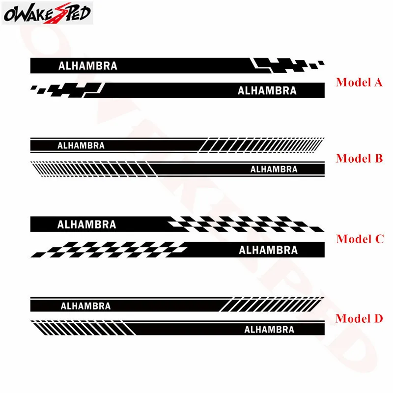 Наклейка для украшения боковой юбки автомобиля, Виниловая наклейка в полоску, графика, аксессуары для двери автомобиля, наклейка s для сиденья Alhambra 2011