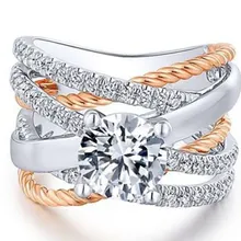 Модные обручальные кольца для женщин розовое золото цвет X Крест палец кольцо циркония микро проложили Anel Dropshiping