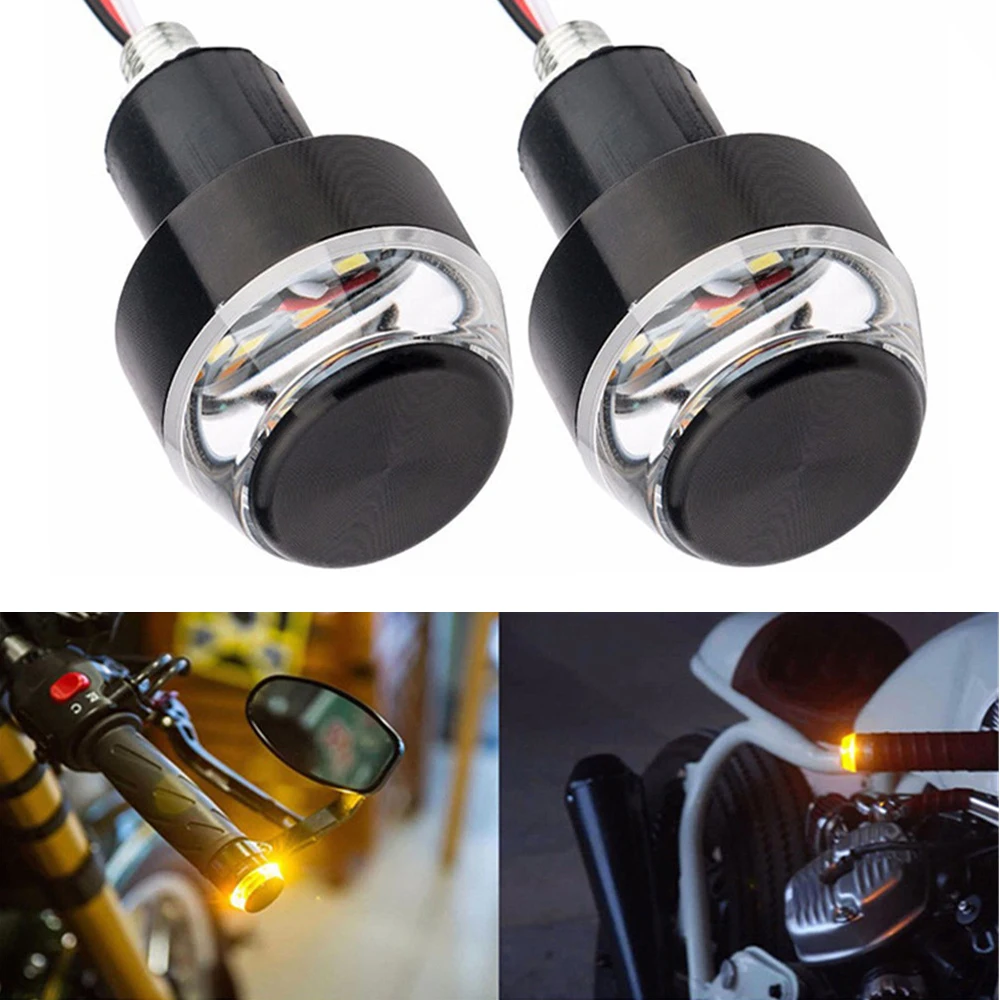 

LED Handlebar Motorcycle Turn Signal Light Amber Red Blue Indicator Flasher 22mm Bar End Blinker Universal