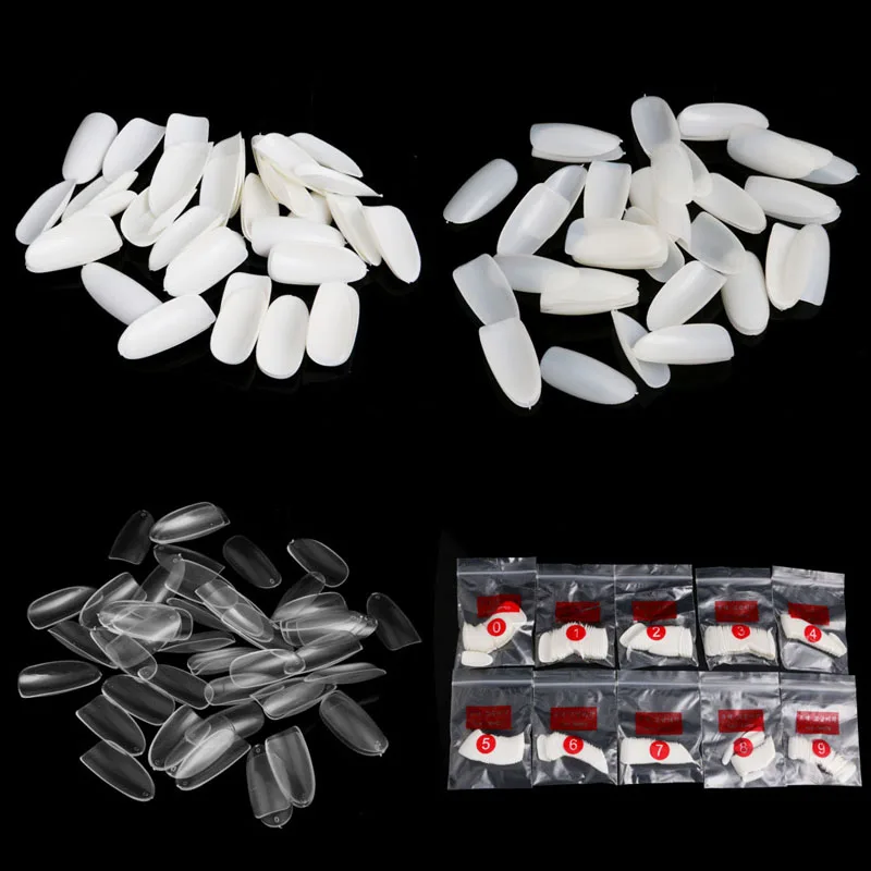 

1Pack/500 Pcs Oval Full Round Acrylic French False Fake Nail Tips White Natural Clear New