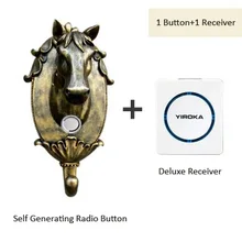 Дверной Звонок беспроводной домашний без батареи электронный пульт дистанционного управления Водонепроницаемый 1 кнопка+ 1 приемник