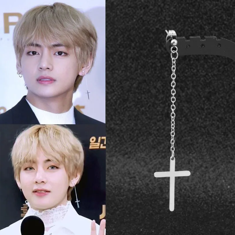 Новинка KPOP mall висячие серьги с крестом для женщин Простые пирсинга корейские Huggie