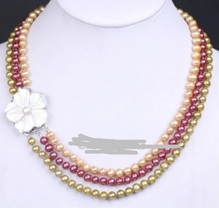 

ddh001628 Multicolor Handmade Cultured Freshwater Pearl Choker Necklace Mussel Shell Clasp
