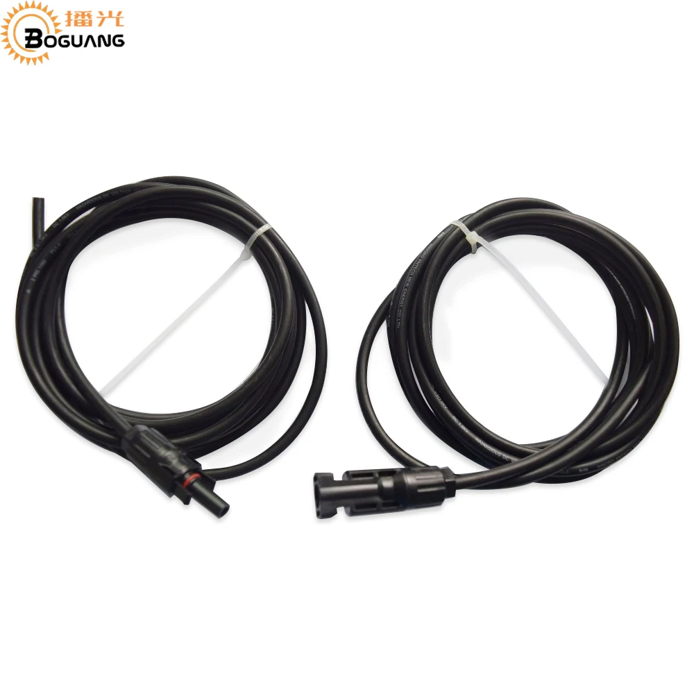 

BOGUANG 1 Pair 3m 10ft 14AWG Solar Panel PV Cable Wire Male & Female MC4 Connectors Black Extension Cable Wire