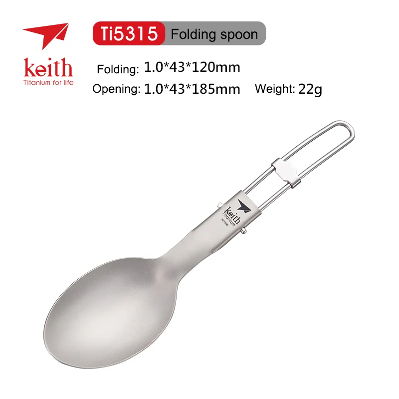 Keith titanio plegable Camping cuchara sólo Ti5315/Ti5319
