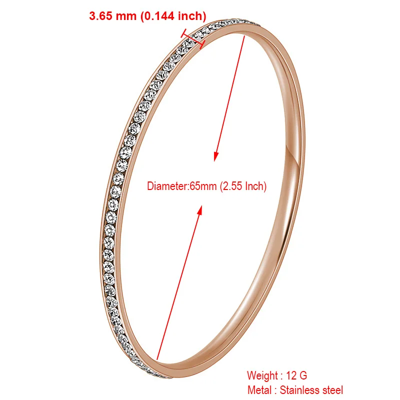 Роскошный браслет из нержавеющей стали для женщин, серебряные/розовые/Золотые кристаллы, стразы, женские круглые браслеты, свадебные модные ювелирные изделия
