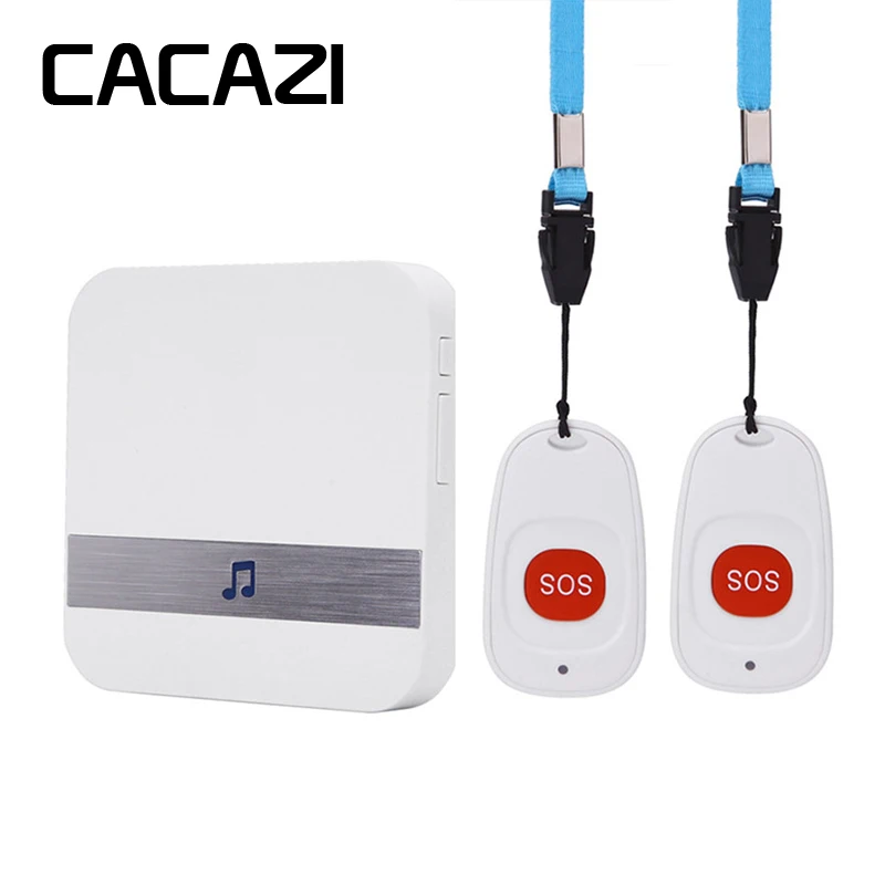 

CACAZI Security Old people/ Child /Patient distress Help page 2 buttons+1 receiver Medical Call Panic Alert Home Safety Alarm