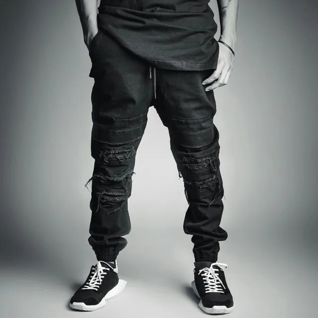 black jean joggers mens