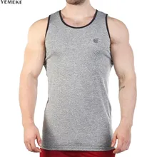 Бренд YEMEKE сплошной цвет одежда тренировочная майка Топ Мужская спортивная рубашка без рукавов хлопок майка для мускулистых мужчин для бодибилдинга Tanktop