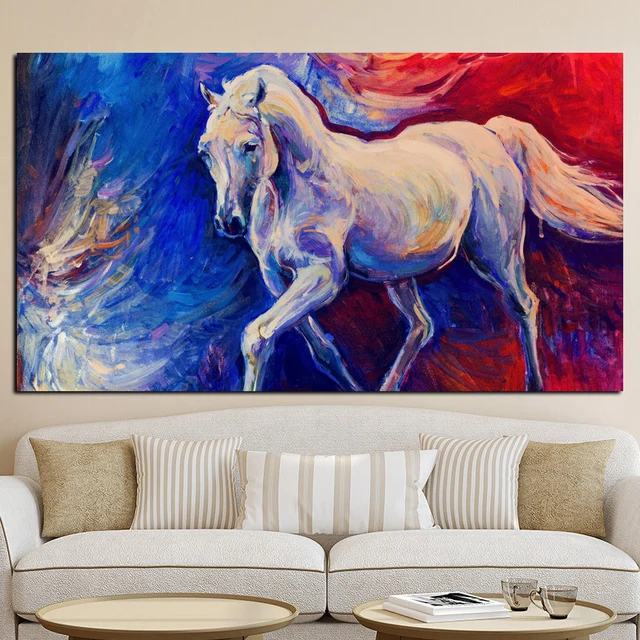 White Horse Abstract Painting Printed on Canvas 4