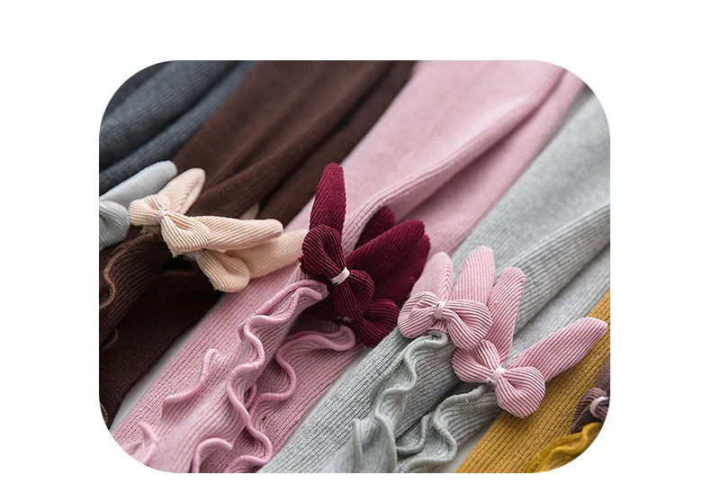 Bonito da Criança da Criança do Bebê de Malha Calças de Algodão do Inverno do Bebê Criança Meninas Tornozelo Comprimento Footless Collants Plissado Moda Nono - 13 Mamãe e Bebê