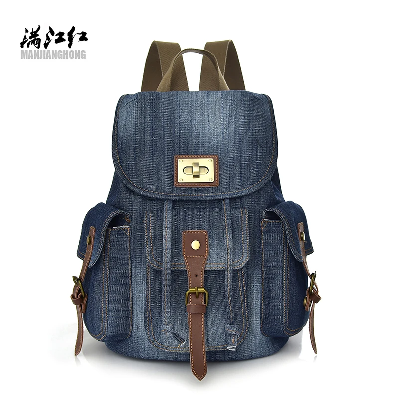 

2018 vintage jeans backpack fanshionable girls travel bag male's leisure backpack student backpack