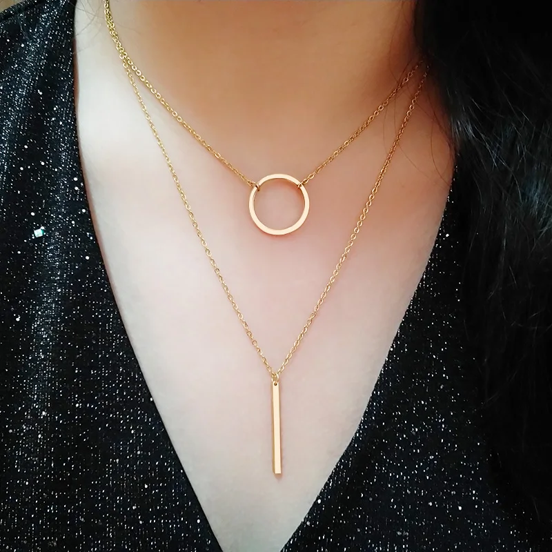 

Cacana Stainless Steel Necklace Free Shipping New Fashion Stick Pendant Necklace Women Holiday Jewelry Wholesale