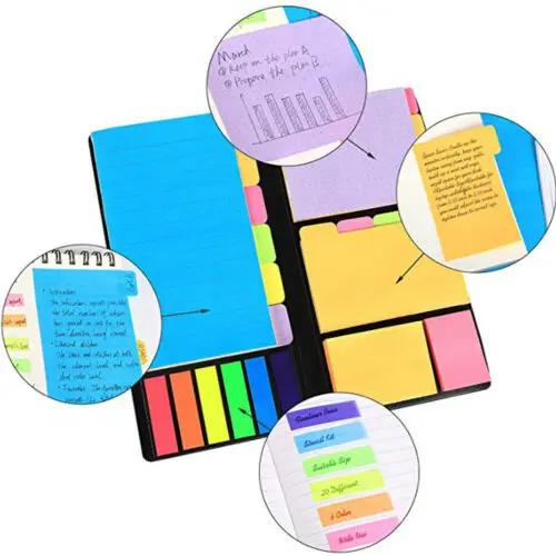 

1 Set Useful Creative Sticky Notes Memo Pad Planner Stickers Stationery Colored Divider Sticky Notes Bundle Set