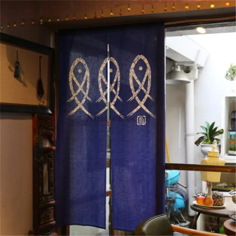 KiWarm 2018 nuevo pez impreso japonés Noren puerta cortina Sala divisor pantalla ciego pez puerta del hogar decorativo paso telón de fondo