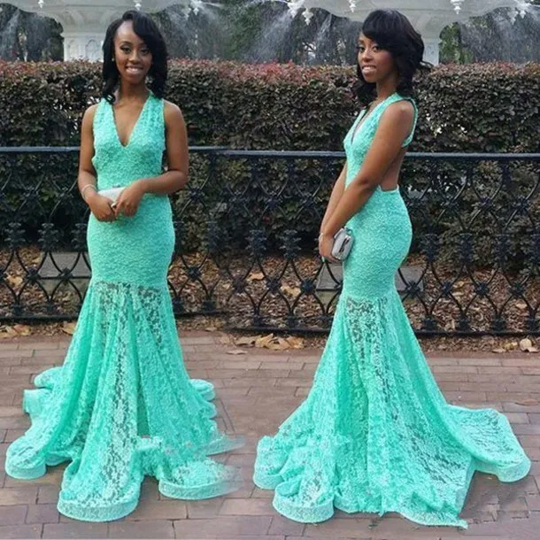 Lace Mermaid Turquoise Prom Dresses 17 Mint Green Long Backless African Abendkleider Evening Party Gown Vestidos De Formatura Vestido De Formatura Prom Dresses 17turquoise Prom Dresses Aliexpress