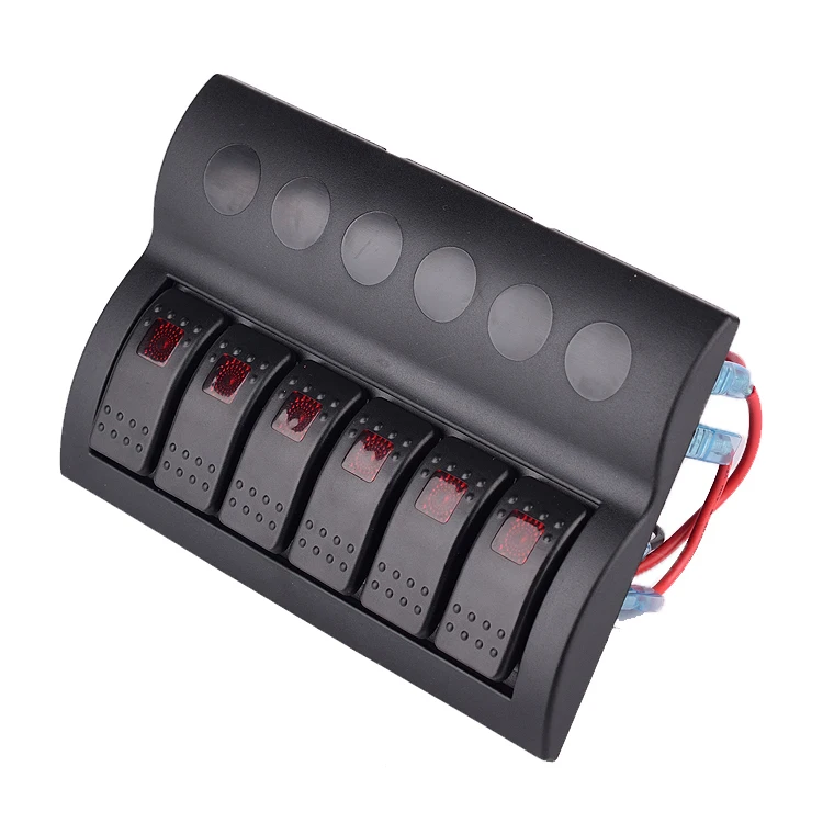 6 Банды водонепроницаемый Красный СВЕТОДИОД 12 В 24 Rocker Switch Панель + Выключатель