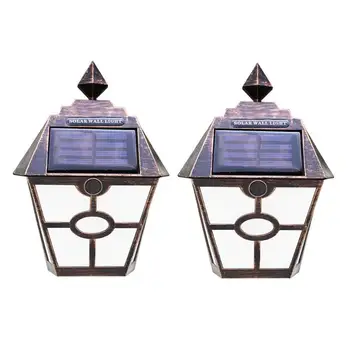 

Retro 2LED Solar Wall Lamp Outdoor IP65 Waterproof Courtyard Yard Pathway Solar Panel Light Garden Fence Stair Security Lamp