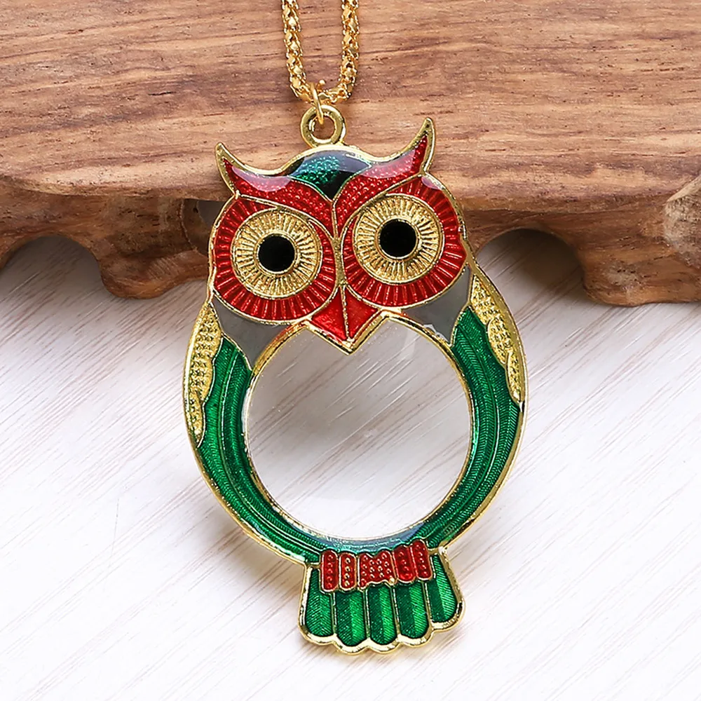Новое поступление Susenstone 2019 Лупа Кулон Сова Necklace10x увеличительное стекло монокль