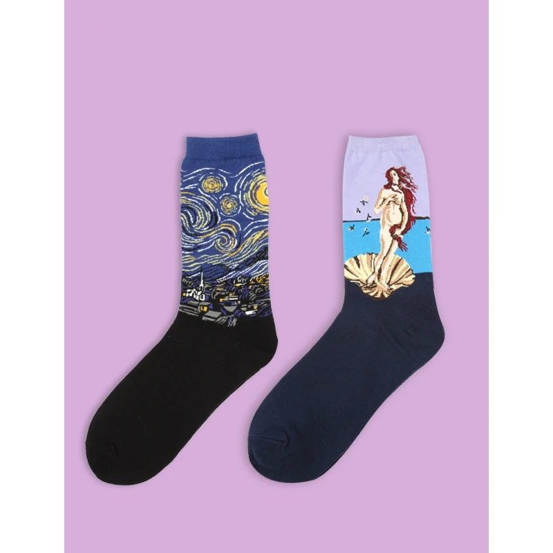 

Man Socks New Arrival Spring 1pair Men Long Sock Sweat-absorbent British Style Cartoon Men's Fashion Socks For Men