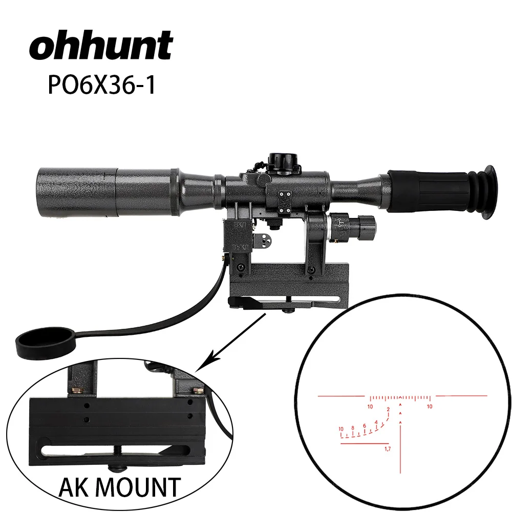 Ohhunt Охотничий Тактический POS 6X36-1 красная подсветка SVD SKS AK прицел снайперской винтовки прицел Сделано в Китае