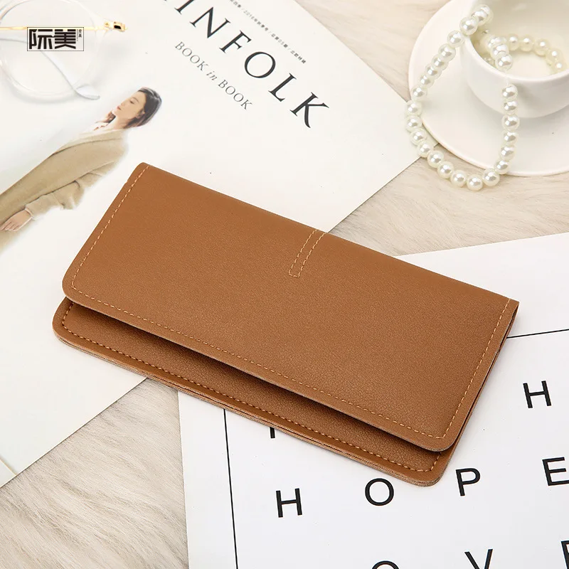 

Women Wallets Simple Ultra-thin Long Wallet Women Wholesale 2018 New Temperament Buckle Card Soft Leather Wallet Female