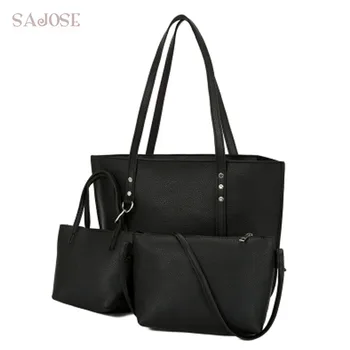 

Woman Handbag 3 Sets PU Leather Composite Tote Bags Crossbody Bags For Women Messenger Bag Ladies Black Hand Bag Drop Shipping