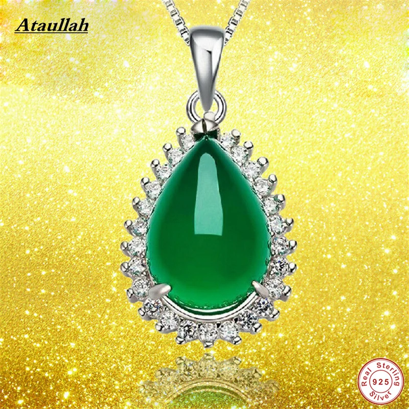 

Ataullah Natural Jade Summer Style 925 Sterling Silver Maxi Necklace & Pendants Water Drop Natural Pendants 925 Jewelry NWP018