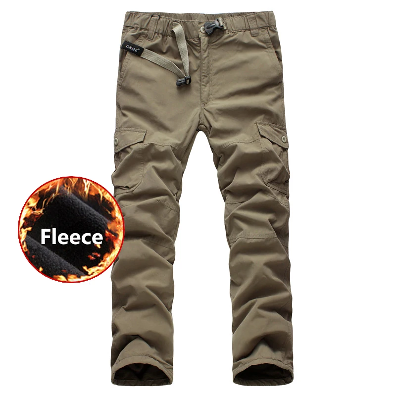 Men Fleece Tactical Cargo Pants Winter Double Layer Thick Warm Baggy Pants Men Outdoor Jogger Milit