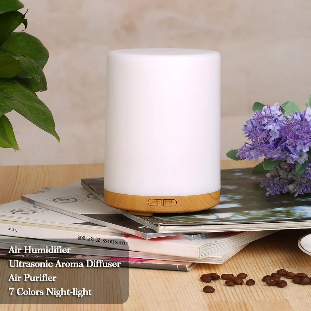 

Cylindrical Aromatherapy Essential Oil Portable Ultrasonic Diffusers 200ml Waterless Auto Shut-off 7 Colors Night Lights
