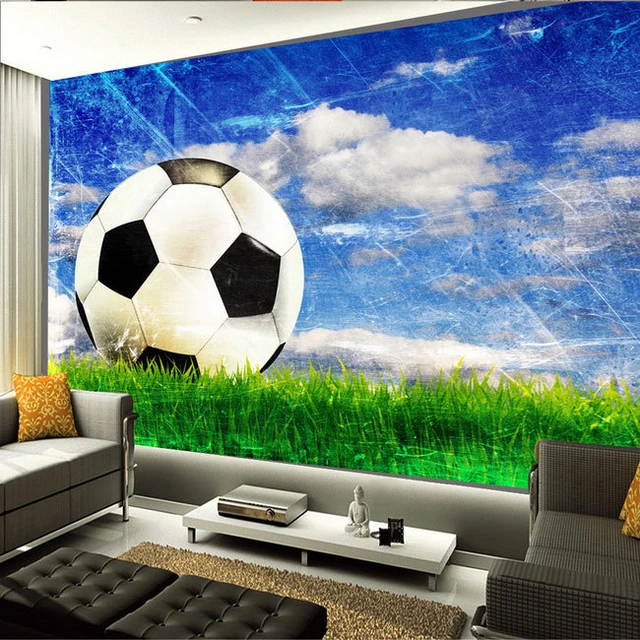 Large mural living room bedroom study paper soccer sports style 3D wallpaper  mural