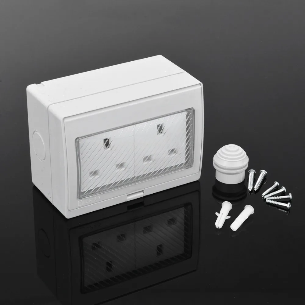 

Mayitr Outdoor IP55 Grade 13A 2 Bit Socket Wall Waterproof Dust-proof UK Standard Power Socket Electrical Outlet With Cover