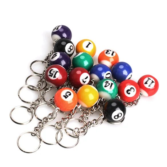 

16PCS Snooker Ball Set 25mm Ball Keychain Billiards Pool Keyring Fashion Jewelry Gift M8694