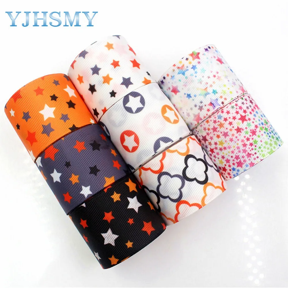 

YJHSMY C-17817-701,38 mm 5 Yards Pentagram Thermal transfer Printed grosgrain Ribbons,clothing Accessories DIY package Material