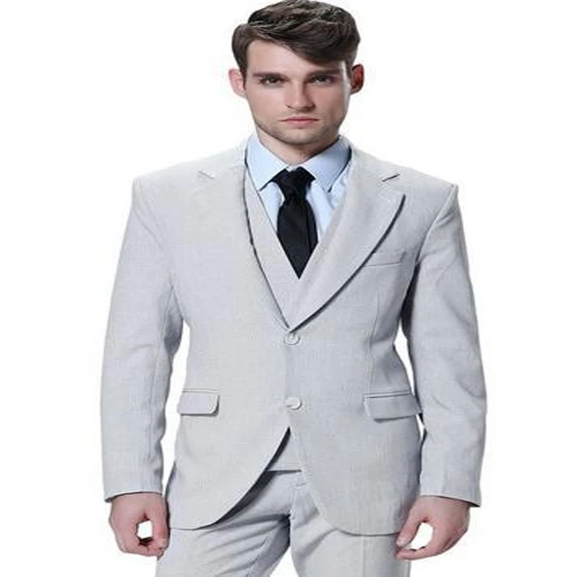 2017 Custom Made Handsome Slim Fit Ball Gowns Men's 3 Piece Slim Two Buttons Fit Groom Men's Suit (jacket+ Pants+vest+tie)