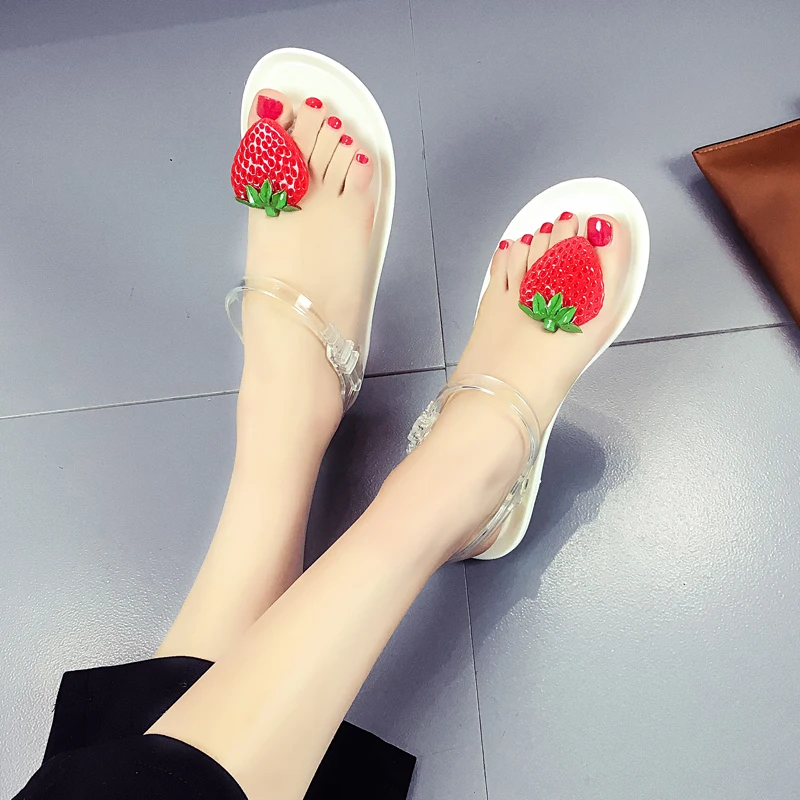 

Summer Women Shoes Woman Sandals Transparent Flip Flops Beach Jelly Sandals Flat Fruit Flower Pineapple Women Sandals Female