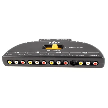 

4-Way Audio Video AV RCA Switch Game Selector Box Splitter Black