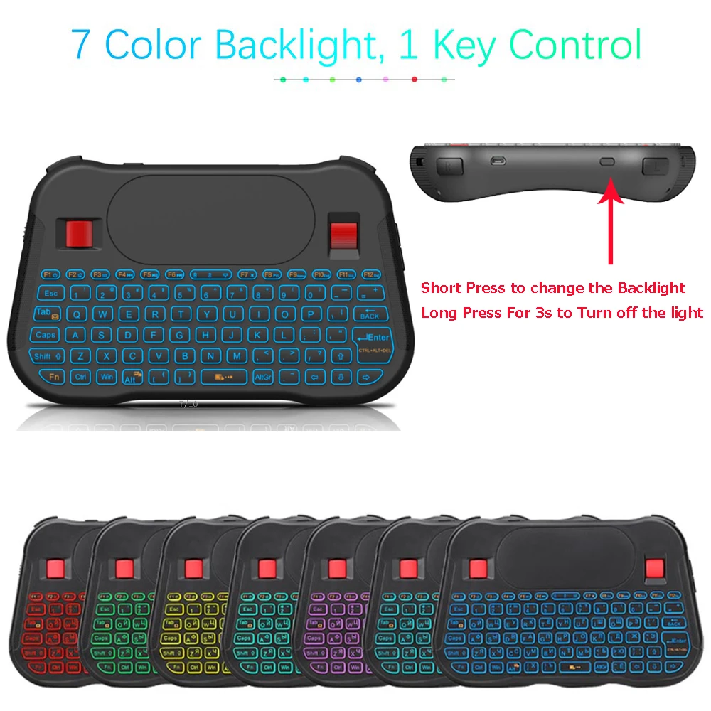 Koop Vontar Backlight T18 Plus Engels Russische 2.4G Wireless Fly Air Mouse Engels Backlit Toetsenbord Touchpad Controller Voor Android