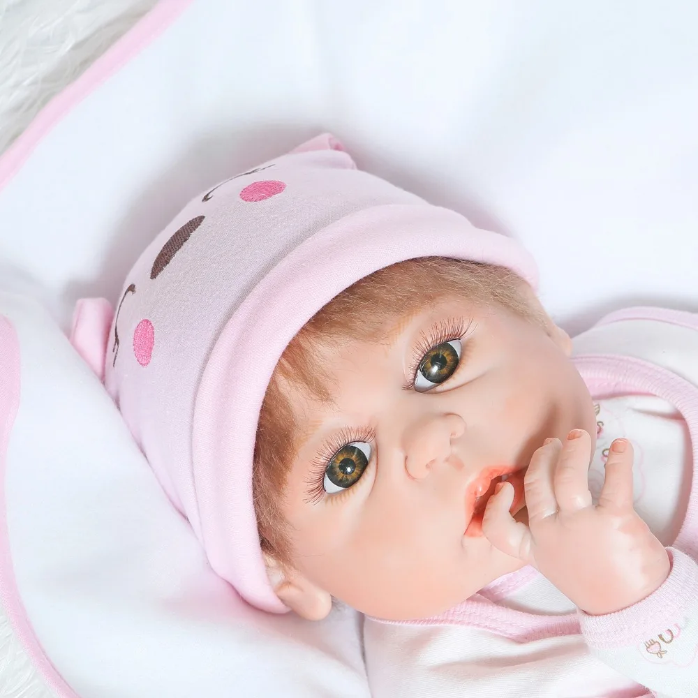 

Bebe dolls NPK 23" full body silicone reborn GIRL dolls for children gift rooted hair magnetic mouth can enter water bathe toy