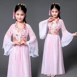Китайский традиционный ханьфу платье Детская одежда народный танец девушки Древняя китайская Опера династии Тан Хан мин костюм детей